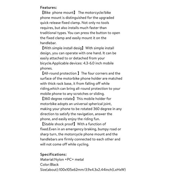 Bicycle Stroller Universal Phone Holder Adjustable Shockproof Heavy Duty Secure - Picture 6 of 12